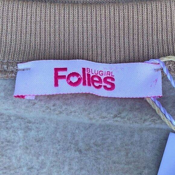 NWT New Blugirl Folies Beige w/Gold Logo Sweater Dress. Size 42 (US Medium) - Picture 5 of 11